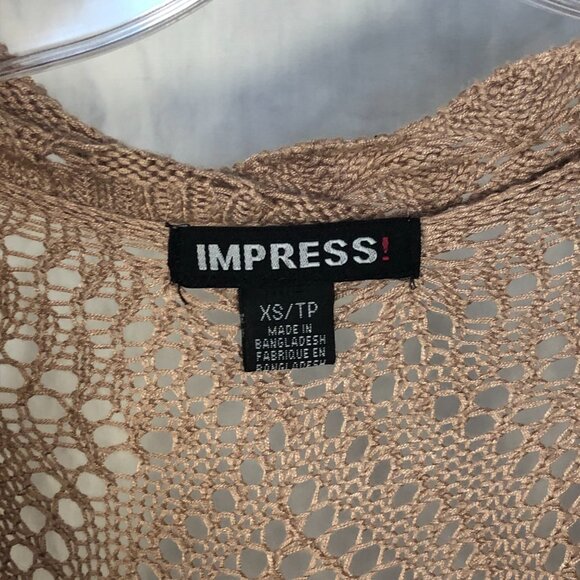 Lace Knit Style Tan Cardigan sz XS - Picture 8 of 9